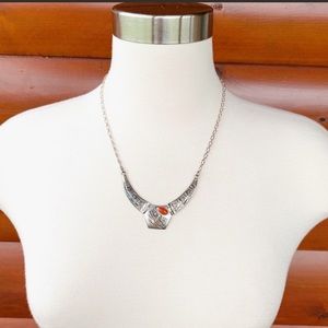 Vintage Native American sterling silver & coral necklace